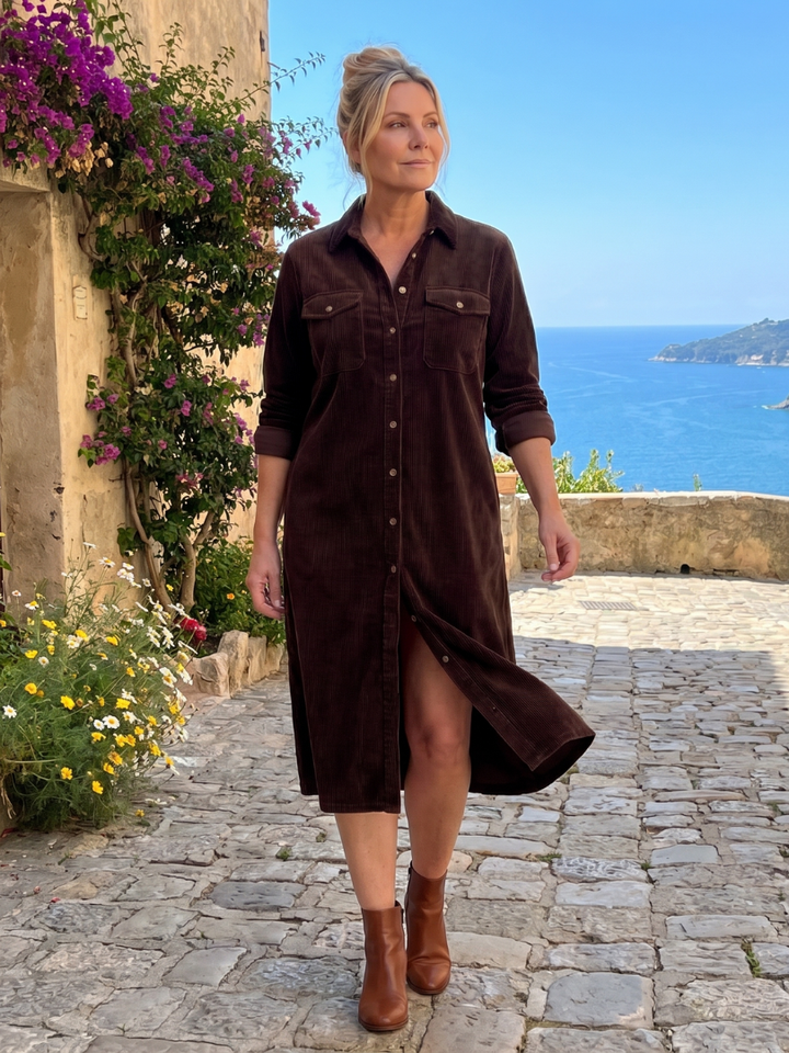 Pema | Vestido Midi de Manga Larga con Bolsillos