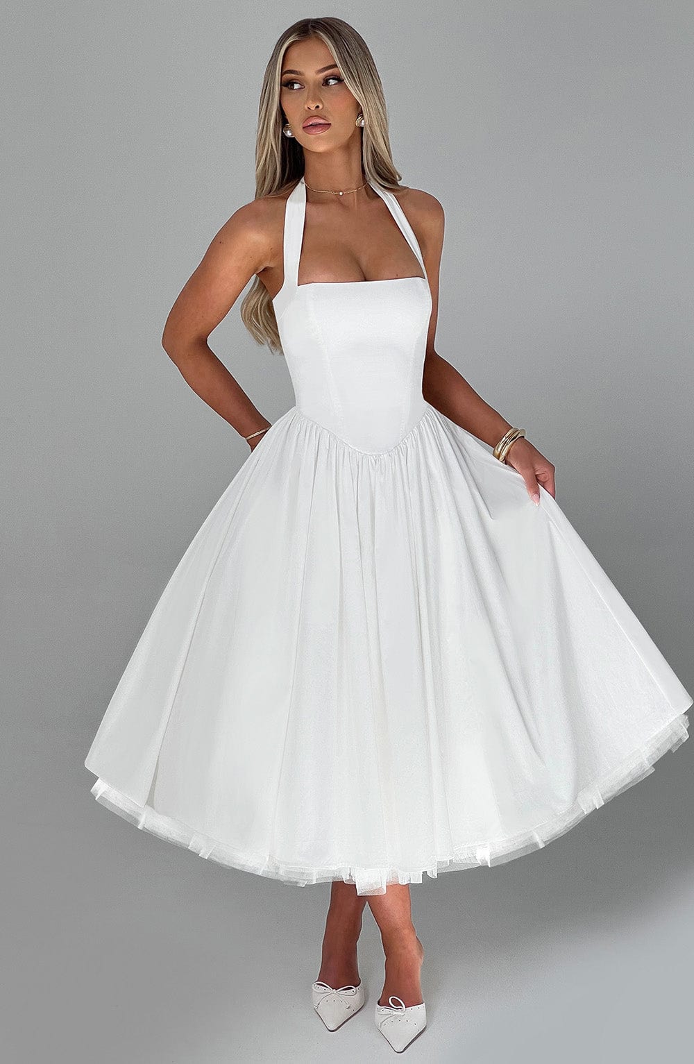 Lúa | Vestido midi con cuello halter