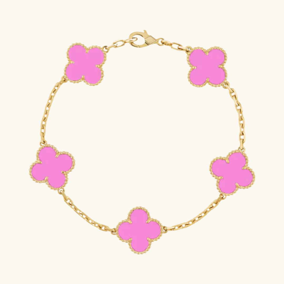 CLOVER | Pulsera de Neón Rosa y Dorado