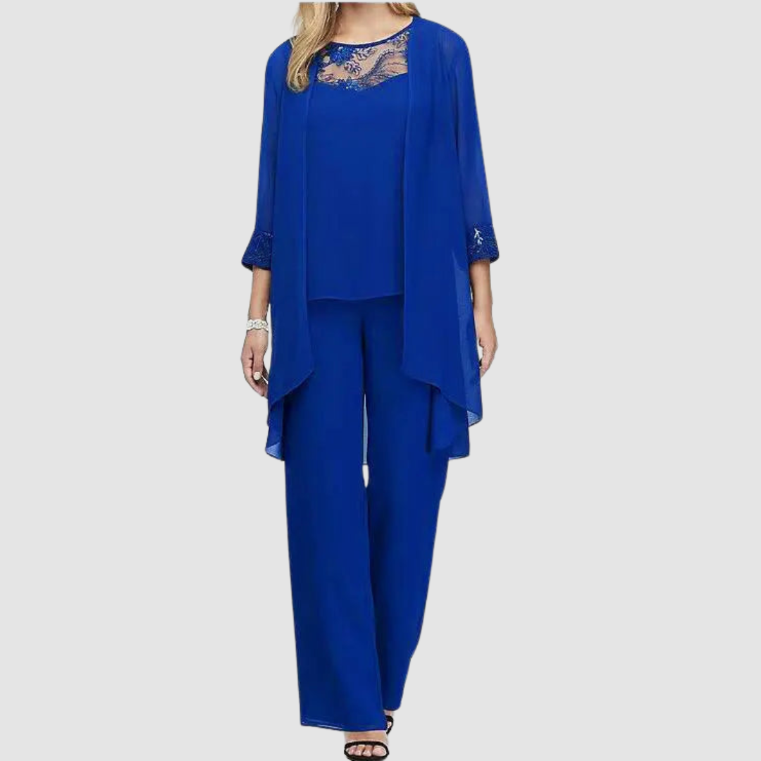 Iva™ Elegante Conjunto de Tres Piezas | Top, Chaqueta y Pantalón a Juego