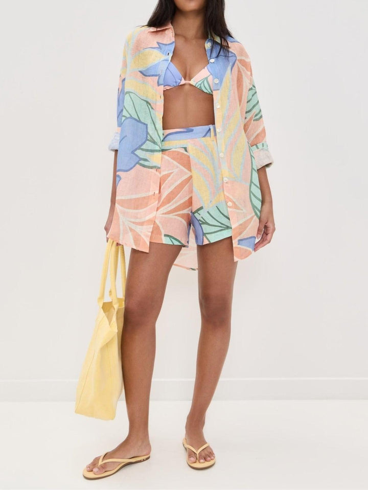Conjunto Corto con Estampado de Hoja Tropical Diego