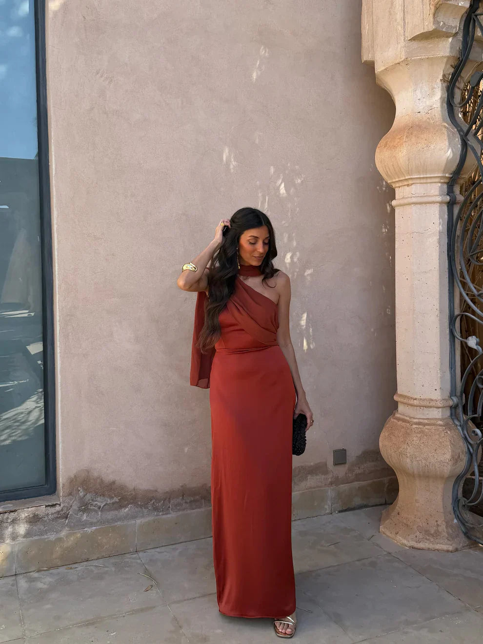 Noa | Vestido Vintage Liso con Lazo y Cintura Alta