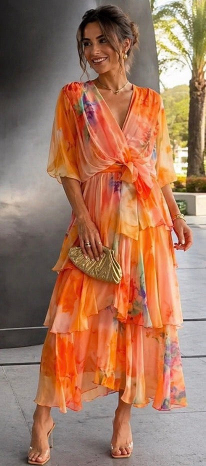 Ellis & Johnson™ | Vestido Floral de Sol en Capas