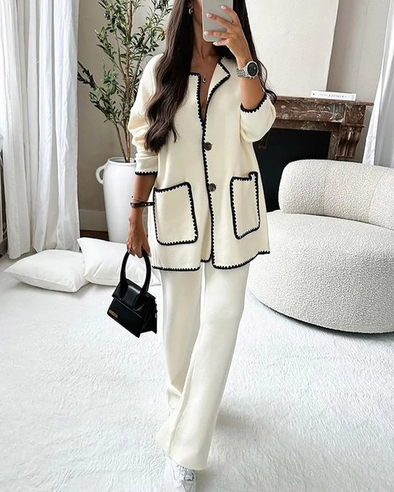 Conjunto de Chaqueta Decorada Sofía y Pantalones Casual