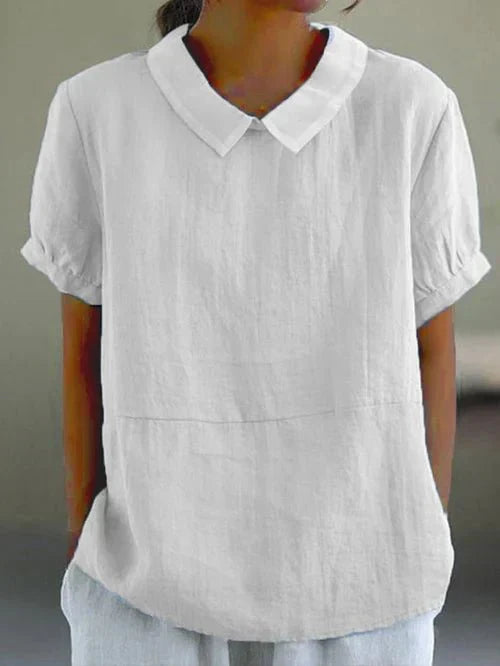Ivy | Blusa Casual de Manga Corta con Cuello Peter Pan para Mujer