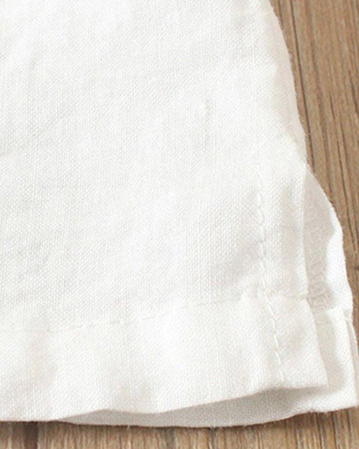 Lino | Top Casual de Cuello Redondo con Botones para Mujer de Manga Corta