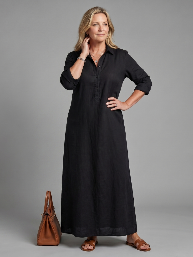 Verónica | Vestido Maxi de Silueta Suelta de Manga Larga