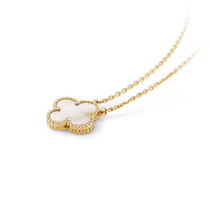 CLOVER | Collar Blanco y Dorado