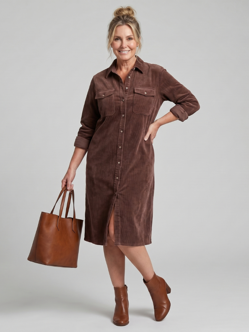 Pema | Vestido Midi de Manga Larga con Bolsillos