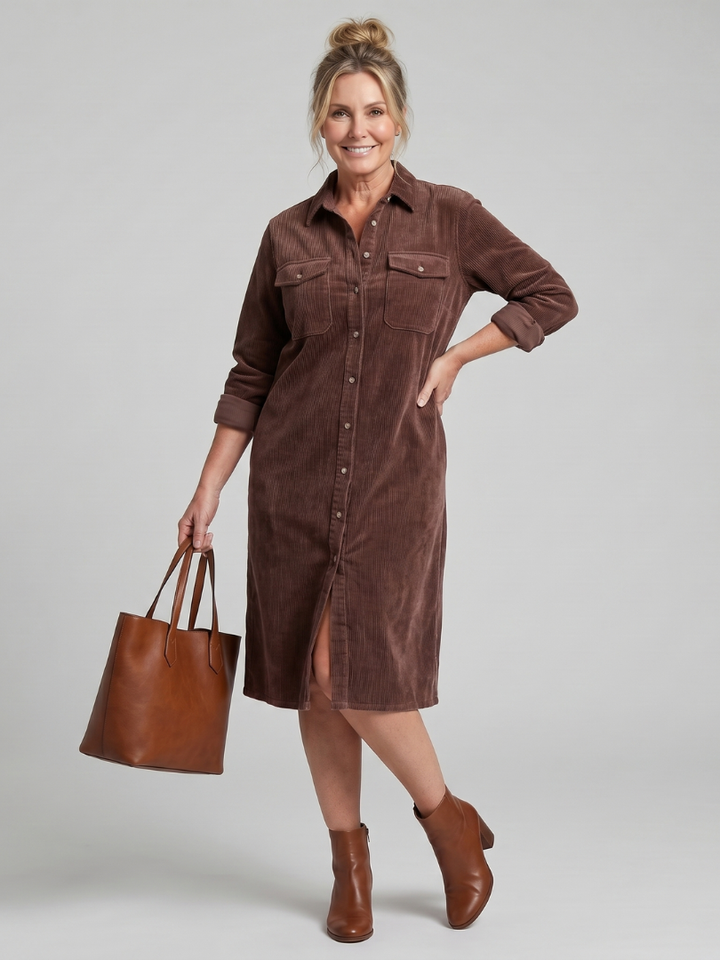 Pema | Vestido Midi de Manga Larga con Bolsillos