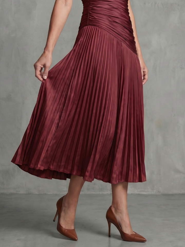 Theodora | Vestido midi a rayas con cintura fruncida