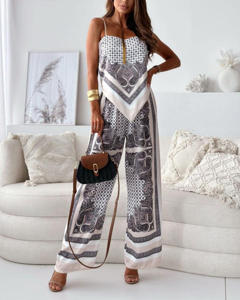 Conjunto de Chaleco y Pantalones con Estampado en Lila