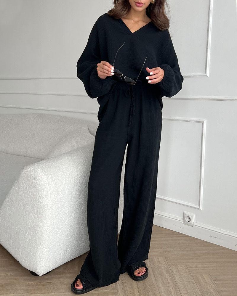 Conjunto Casual de Otoño con Escote en V