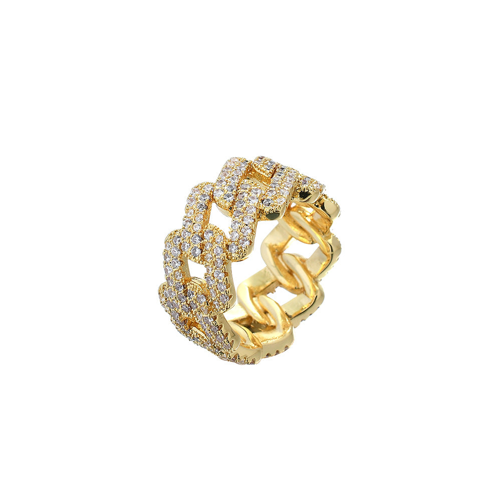 Anillo Elegante de Oro y Plata con Incrustaciones de Circonita