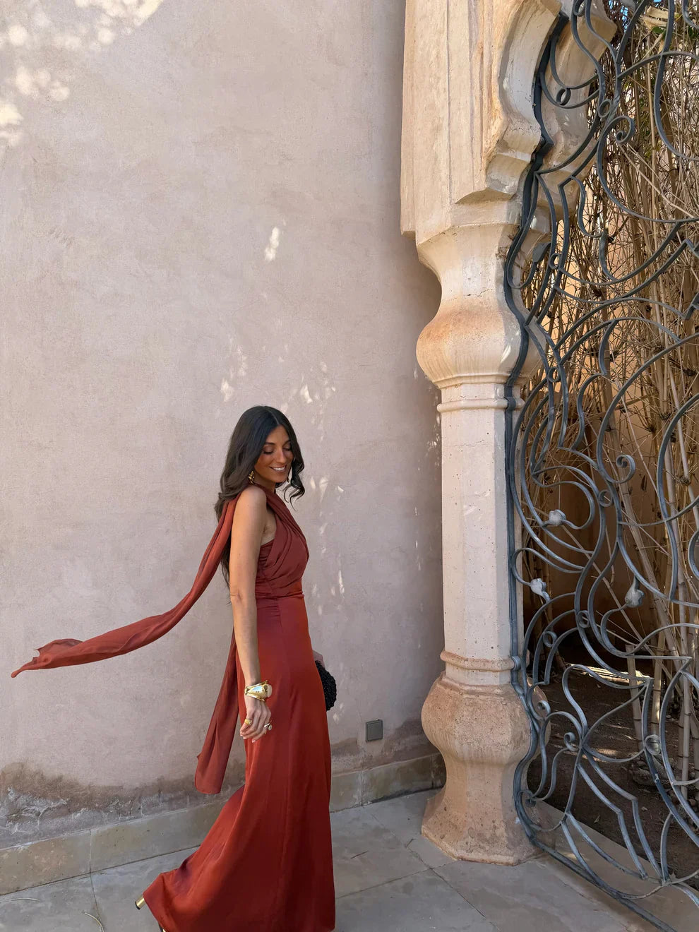 Noa | Vestido Vintage Liso con Lazo y Cintura Alta