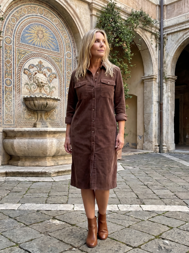 Pema | Vestido Midi de Manga Larga con Bolsillos