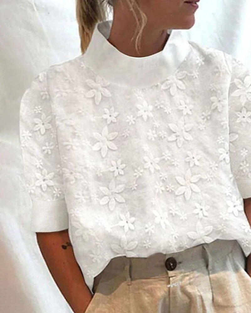 Julia™ | Blusa Floral de Cuello Alto