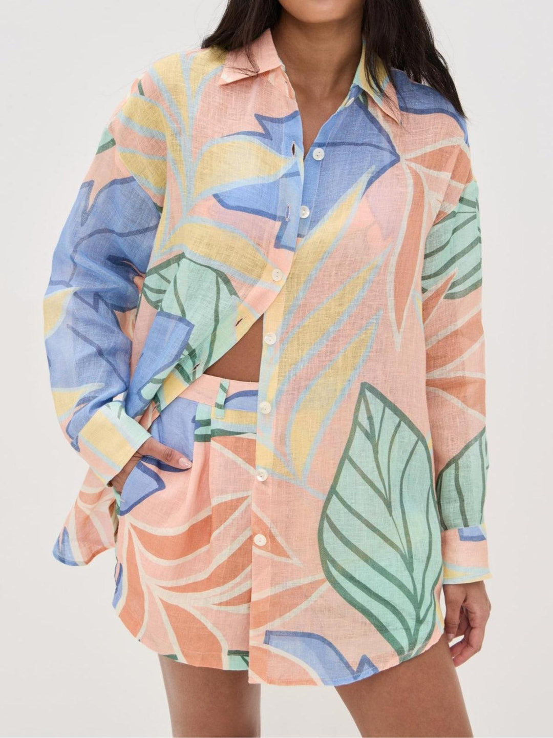 Conjunto Corto con Estampado de Hoja Tropical Diego