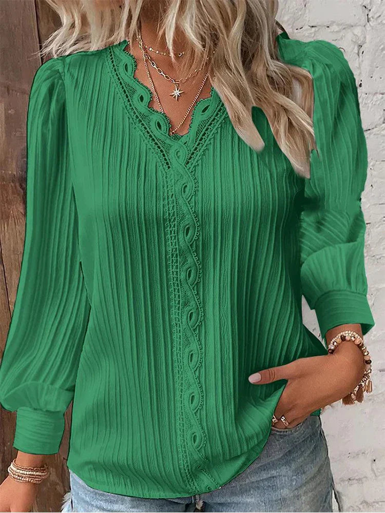 Sam™ | Blusa con Detalles de Chifón y Encaje