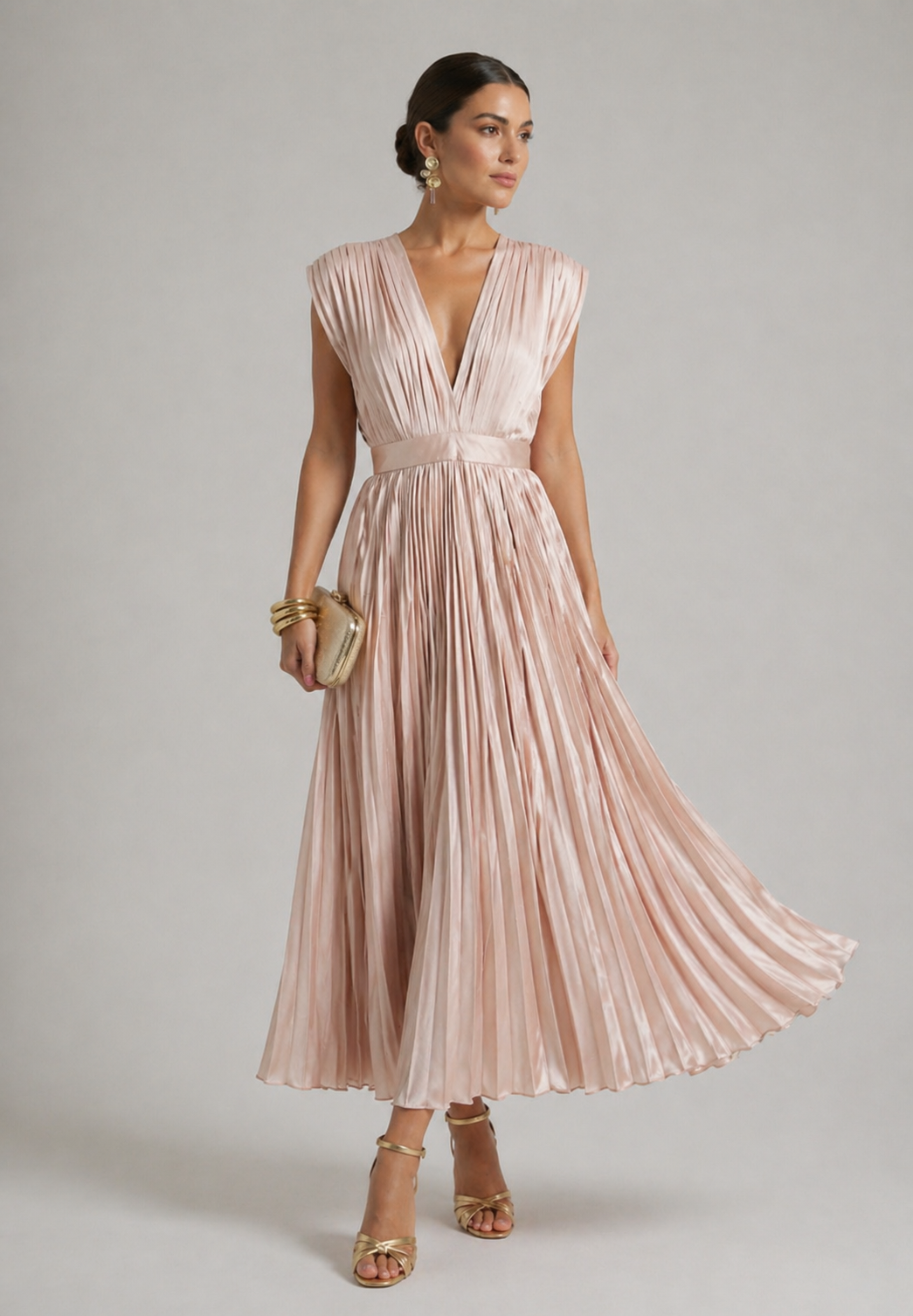 Ellis & Johnson™ | Vestido Midi Plisado Clásico