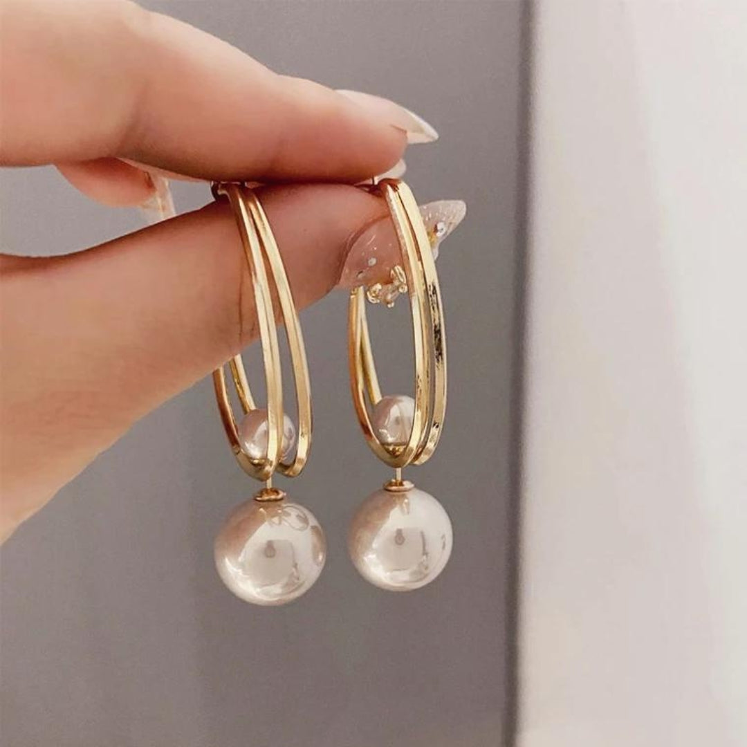 Pendientes Vintage de Perlas Doradas