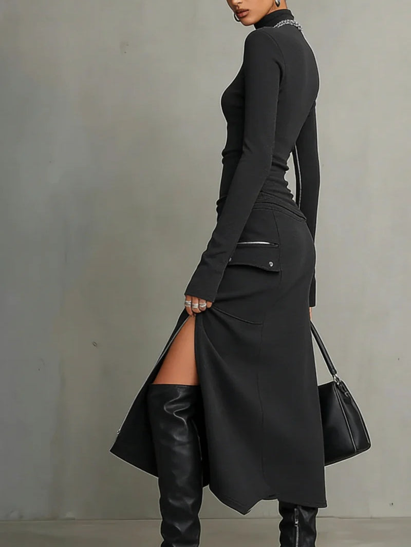Conjunto de bolsillo con cremallera y cuello alto Elena