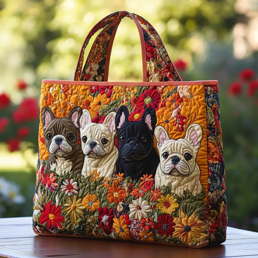 Jardín Frenchie | Tote acolchado hecho a mano