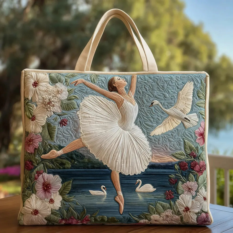 Elegancia de Ballet de Cisne | Tote Acolchado Artesanal