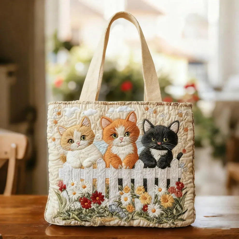 Gatitos del Jardín | Tote Acolchado Artesanal