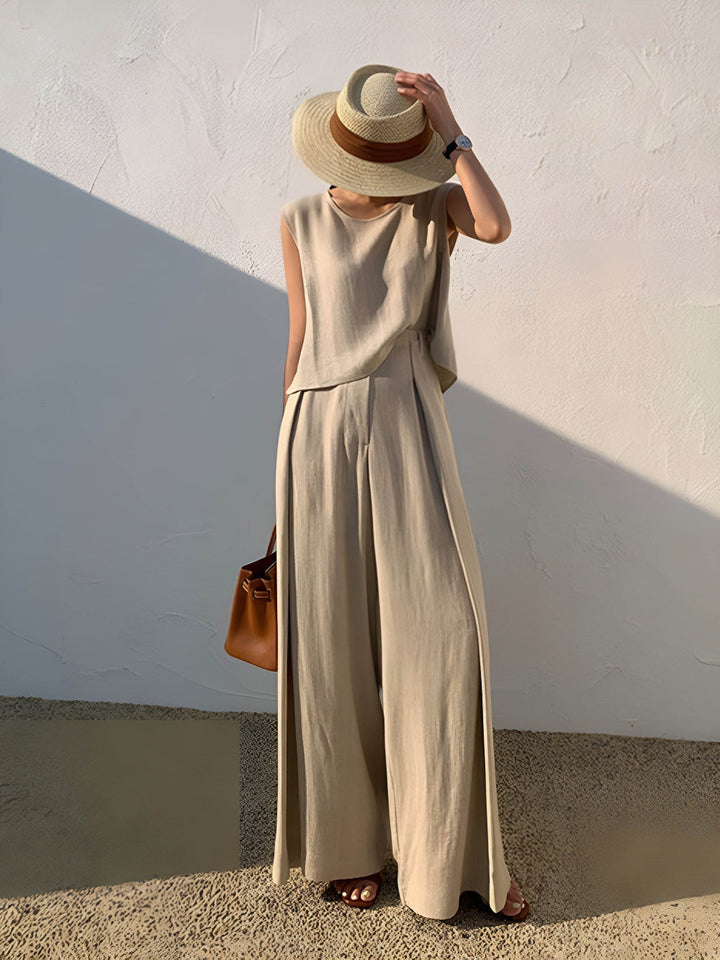 Conjunto de Pantalones Casual de Mezcla de Lino Sofía