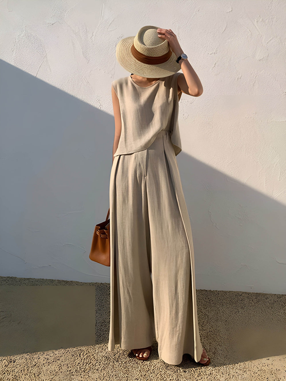 Conjunto de Pantalones Casual de Mezcla de Lino Sofía