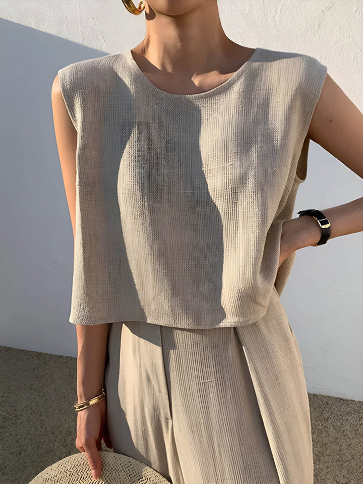 Conjunto de Pantalones Casual de Mezcla de Lino Sofía