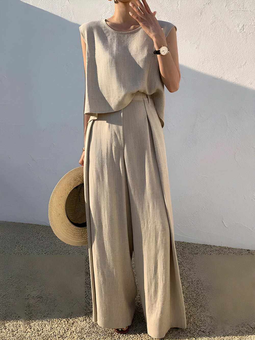 Conjunto de Pantalones Casual de Mezcla de Lino Sofía