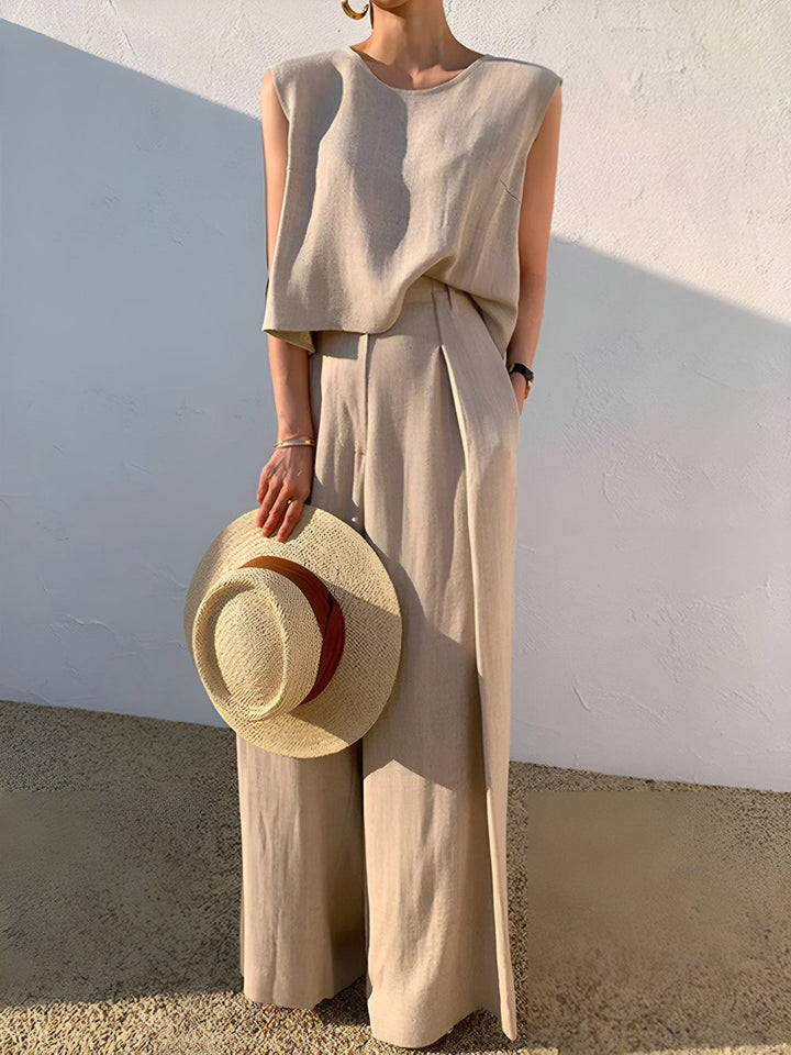 Conjunto de Pantalones Casual de Mezcla de Lino Sofía