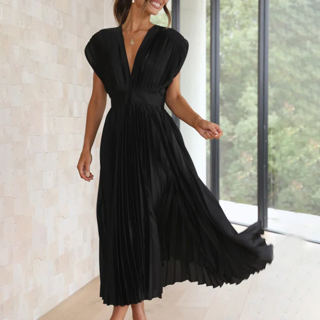 Ellis & Johnson™ | Vestido Midi Plisado Clásico