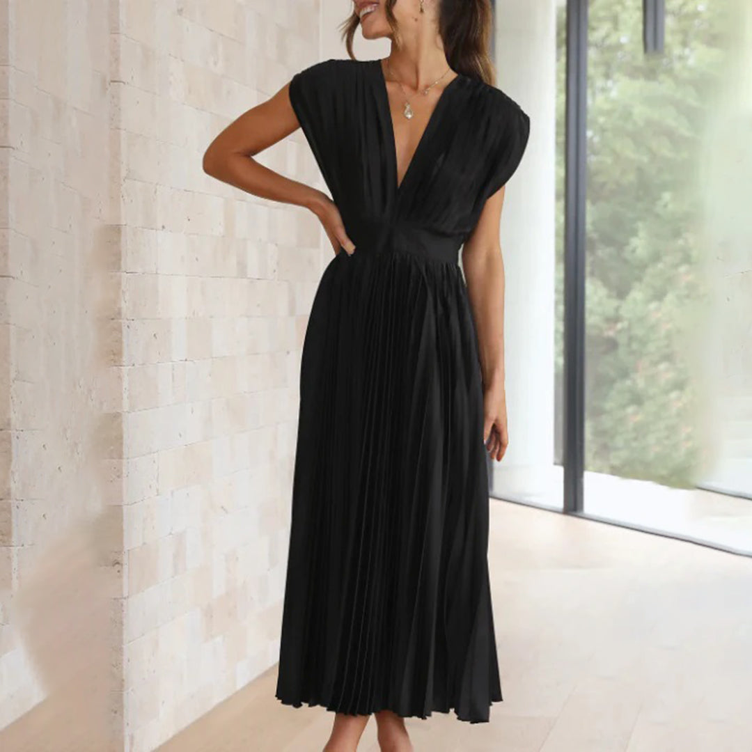 Ellis & Johnson™ | Vestido Midi Plisado Clásico