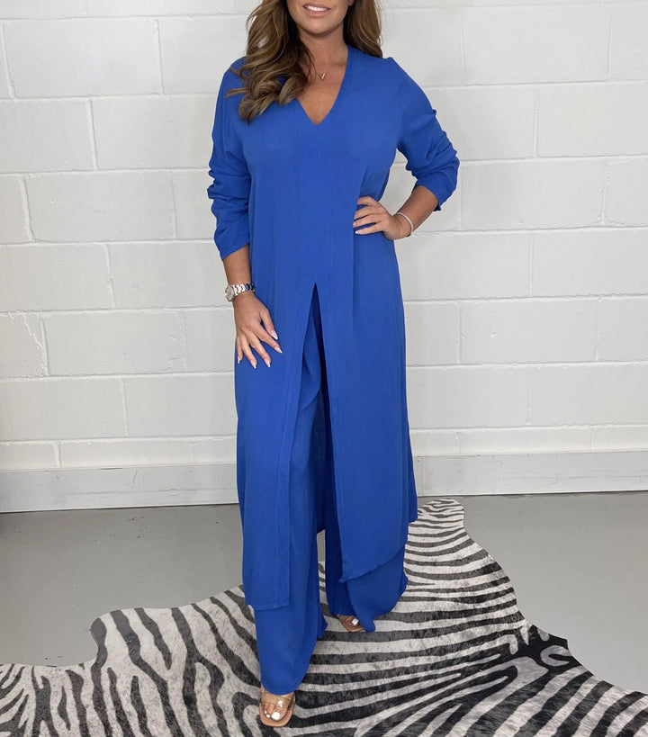 Cherly™ Conjunto de Dos Piezas Cómodo | Blusa Fluida y Pantalón Ancho