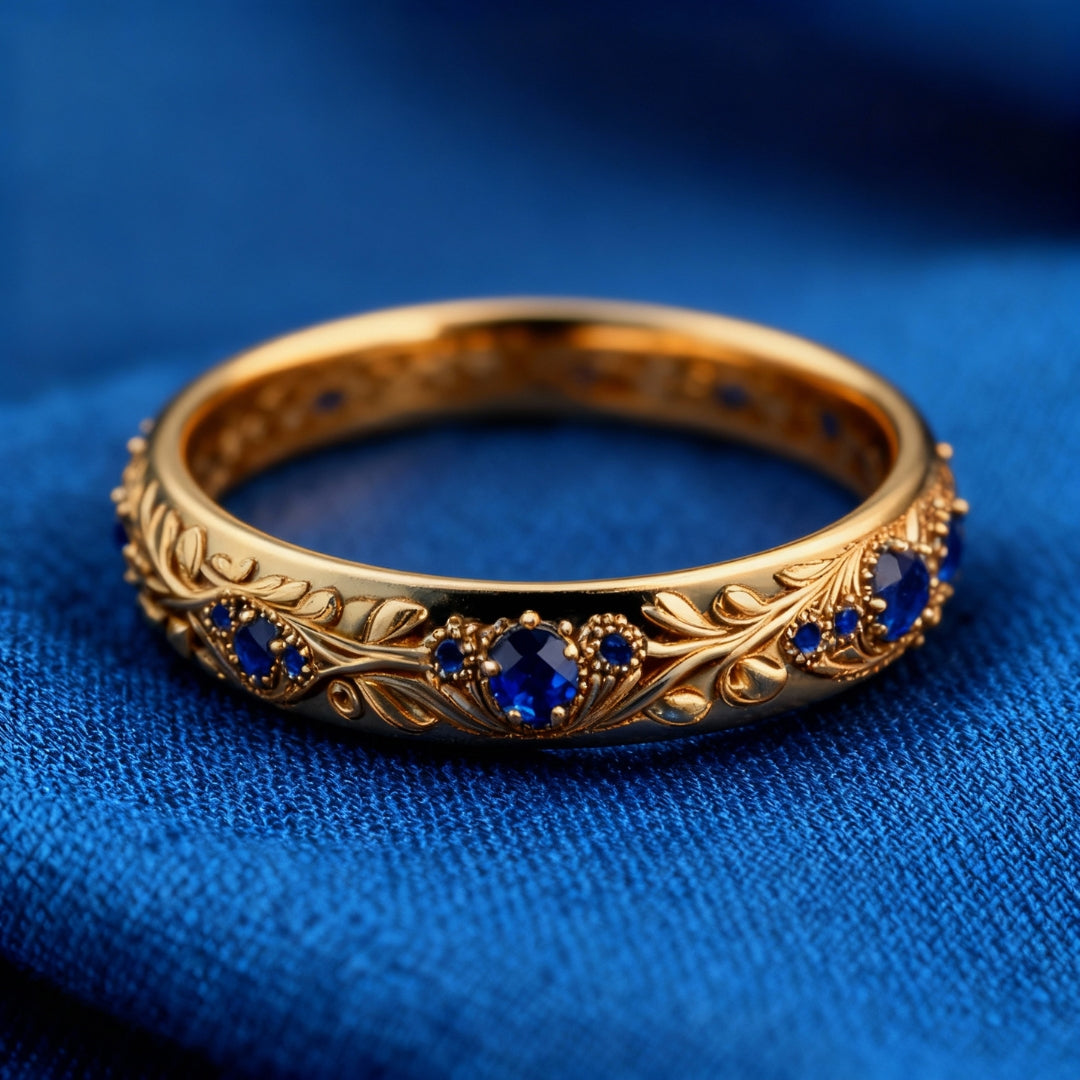 Anillo de Hoja de Circonita Azul Exótica Fina