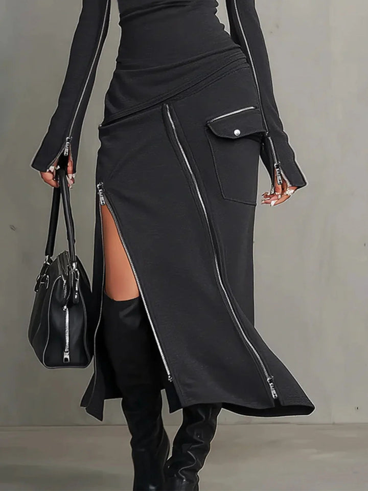 Conjunto de bolsillo con cremallera y cuello alto Elena