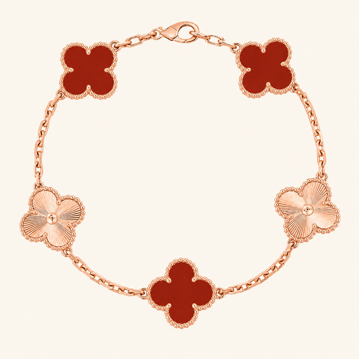 CLOVER | Pulsera Guilloché en Rosa Dorado