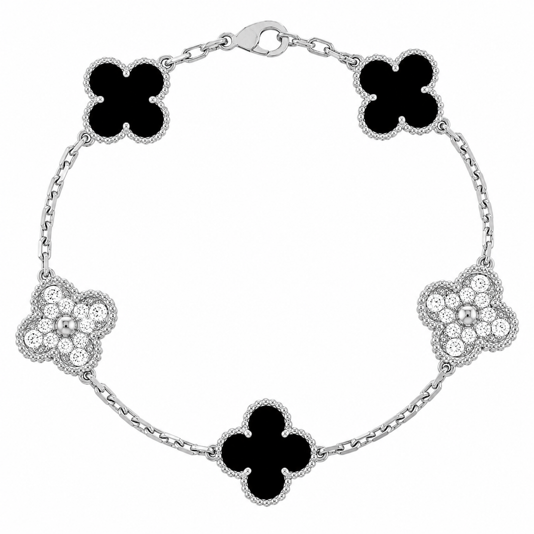 CLOVER | Pulsera Prestige Negra y Plata
