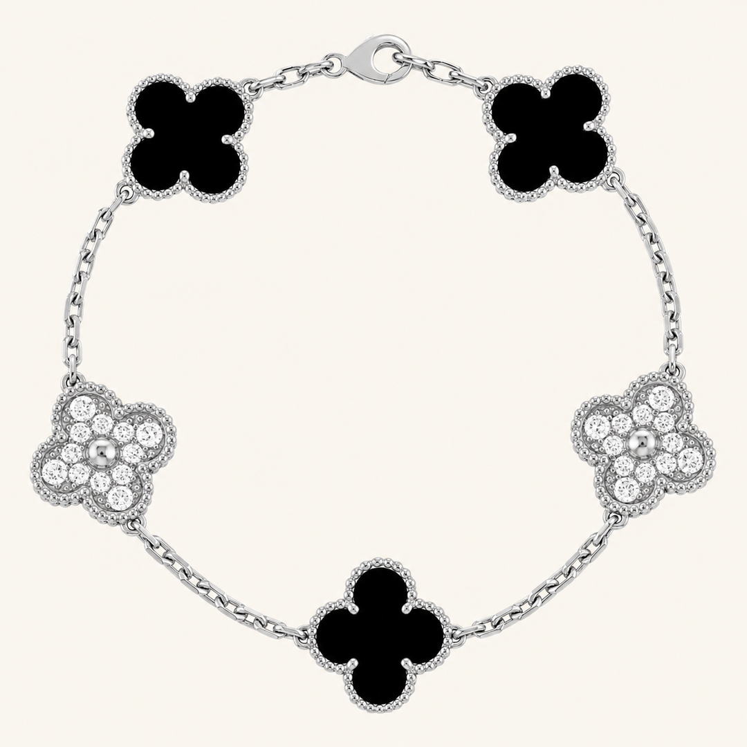 CLOVER | Pulsera Prestige Negra y Plata