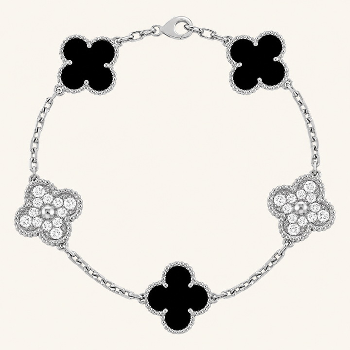 CLOVER | Pulsera Prestige Negra y Plata