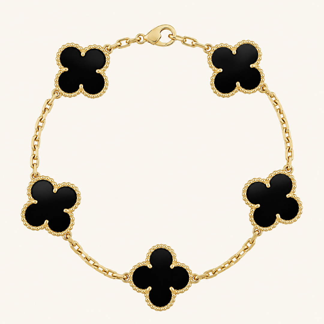CLOVER | Pulsera Negra y Dorada