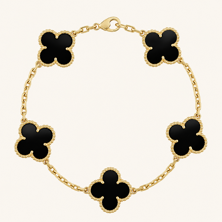 CLOVER | Pulsera Negra y Dorada