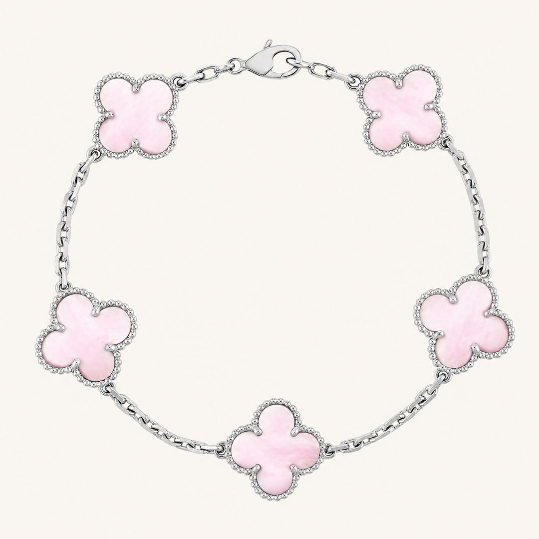 CLOVER | Pulsera Rosa y Plata