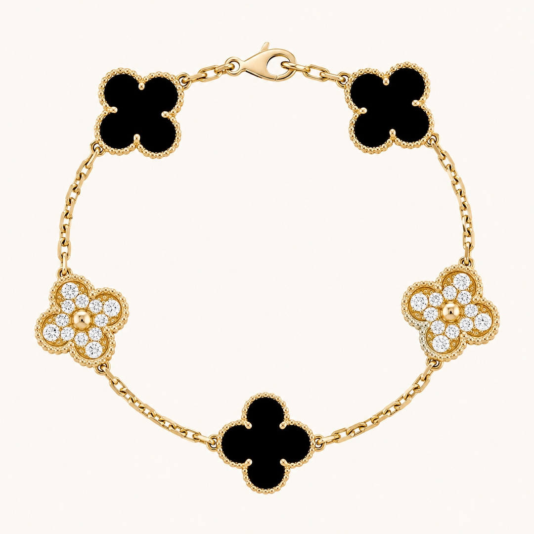CLOVER | Pulsera Prestige Negra y Dorada