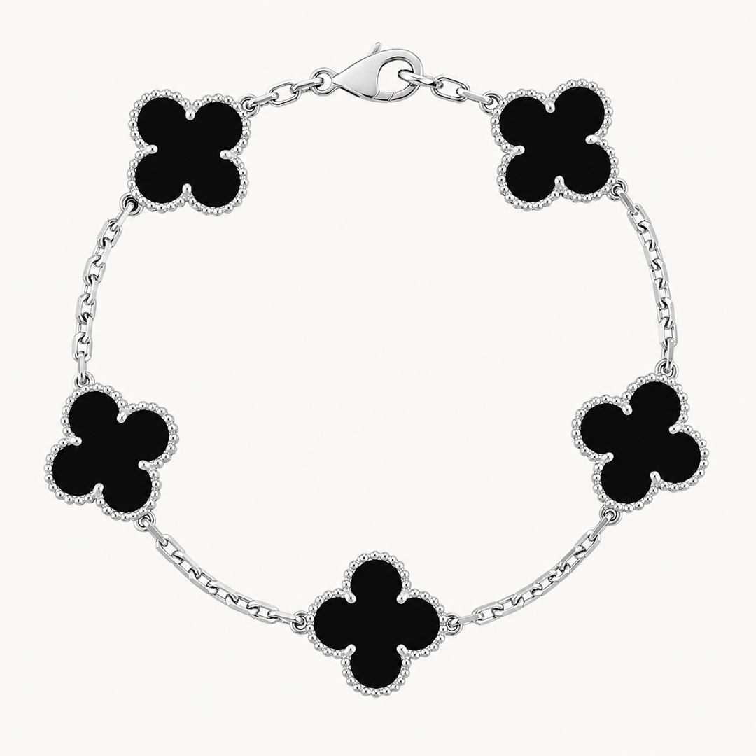 CLOVER | Pulsera Negra y Plata