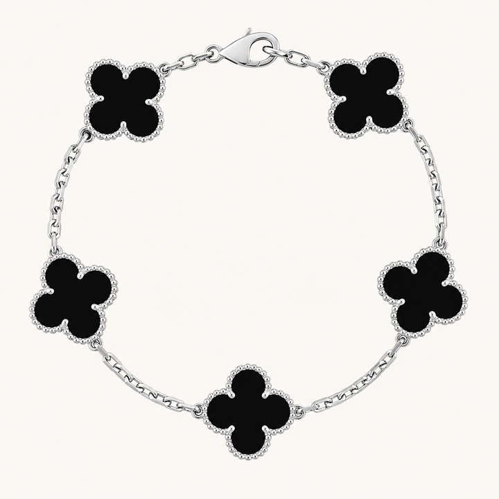 CLOVER | Pulsera Negra y Plata
