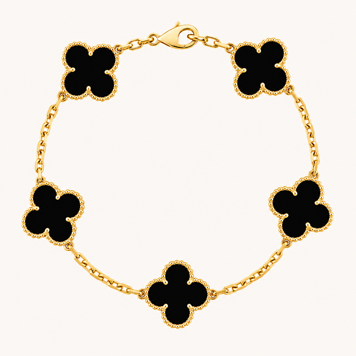 CLOVER | Pulsera Negra y Plata